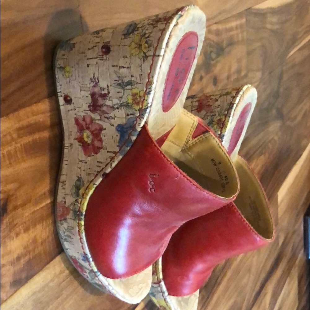 Red Floral Cork B.O.C. Born Concept Wedges